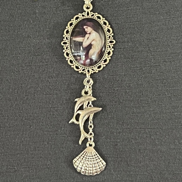 Merrow Celtic Mermaid Mythology Handmade Y Necklace Silver Sea Charms Seashell - Picture 4 of 16